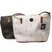 Wholesale - BHPC CARRY ALL HANDBAG W/TOP ZIPPER 2-ASST BROWN & BEIGE